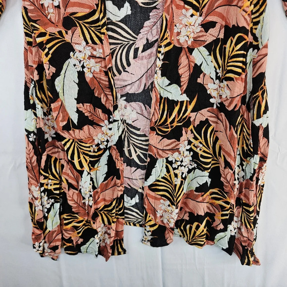 Rip Curl Womens Namoto Kimono Sz M Wide Sleeve Open Front Tropical Floral Beachy - Picture 6 of 13